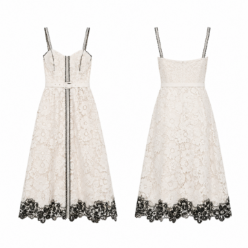 Women's White and Black Sleeveless Tennis Dress with Contrast Trim