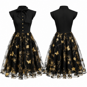 Black and Gold Basketball Jersey Dress for Women