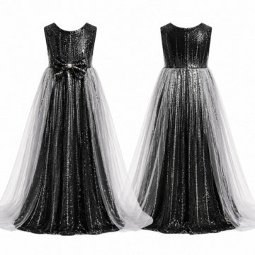 Black and Silver Performance Sports Dress with Mesh Panel