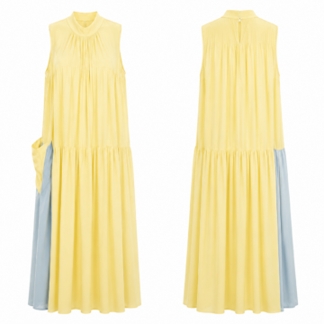 Yellow and Blue Two-Tone Athletic Dress with Contrast Trim
