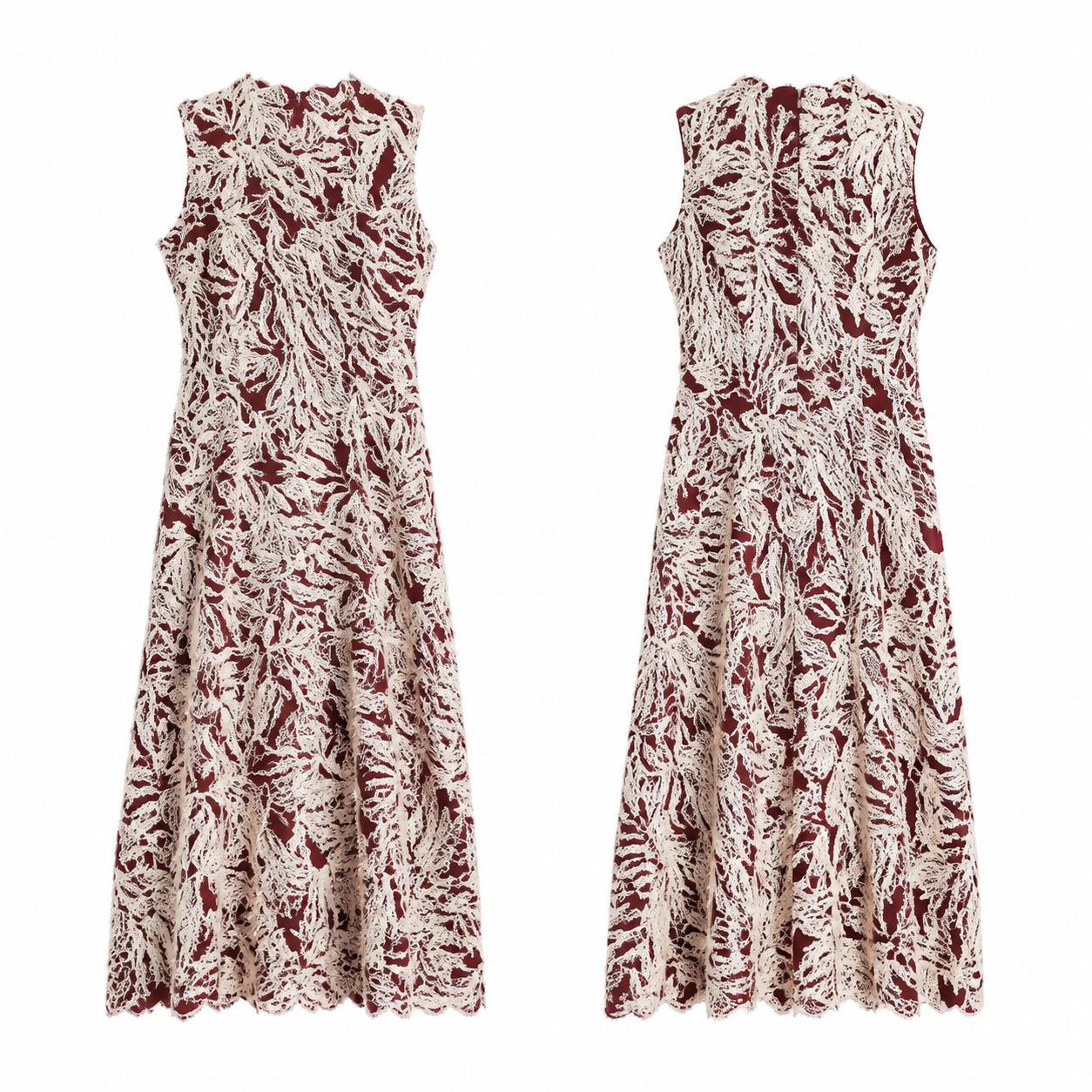 Women's Burgundy and White Sleeveless Tennis Dress with Racerback