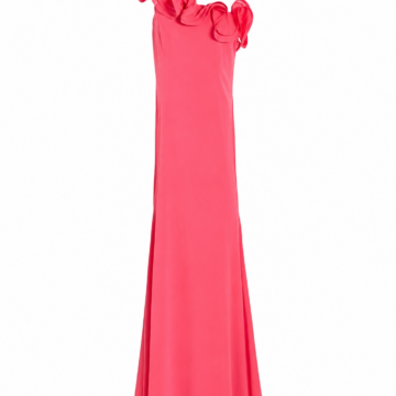 Bright Pink Ruffled Off-Shoulder Maxi Dress