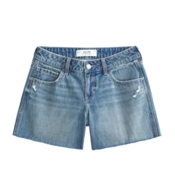 Medium Wash Blue High-Rise Wide-Leg Denim Shorts