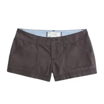 Dark Grey Contrast-Stitch Shorts with Patch Pockets