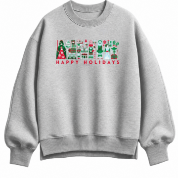Heather Gray Holiday Graphic Crewneck Sweatshirt