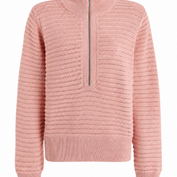 Pink Half-Zip Mock Neck Sweater
