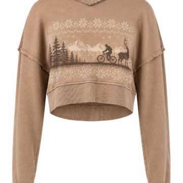 Washed Tan Graphic Cropped Sweatshirt