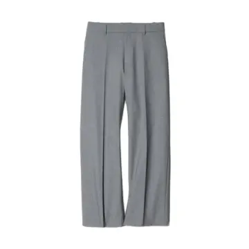 Medium Grey Wide Straight-Leg Tailored Trousers