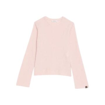 Pale Pink Fine Knit Crewneck Sweater